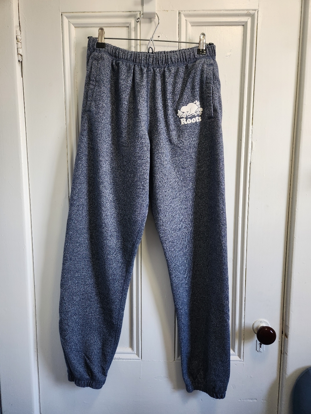 Roots Original Navy Blue Heathered Sweatpants - Size Small
